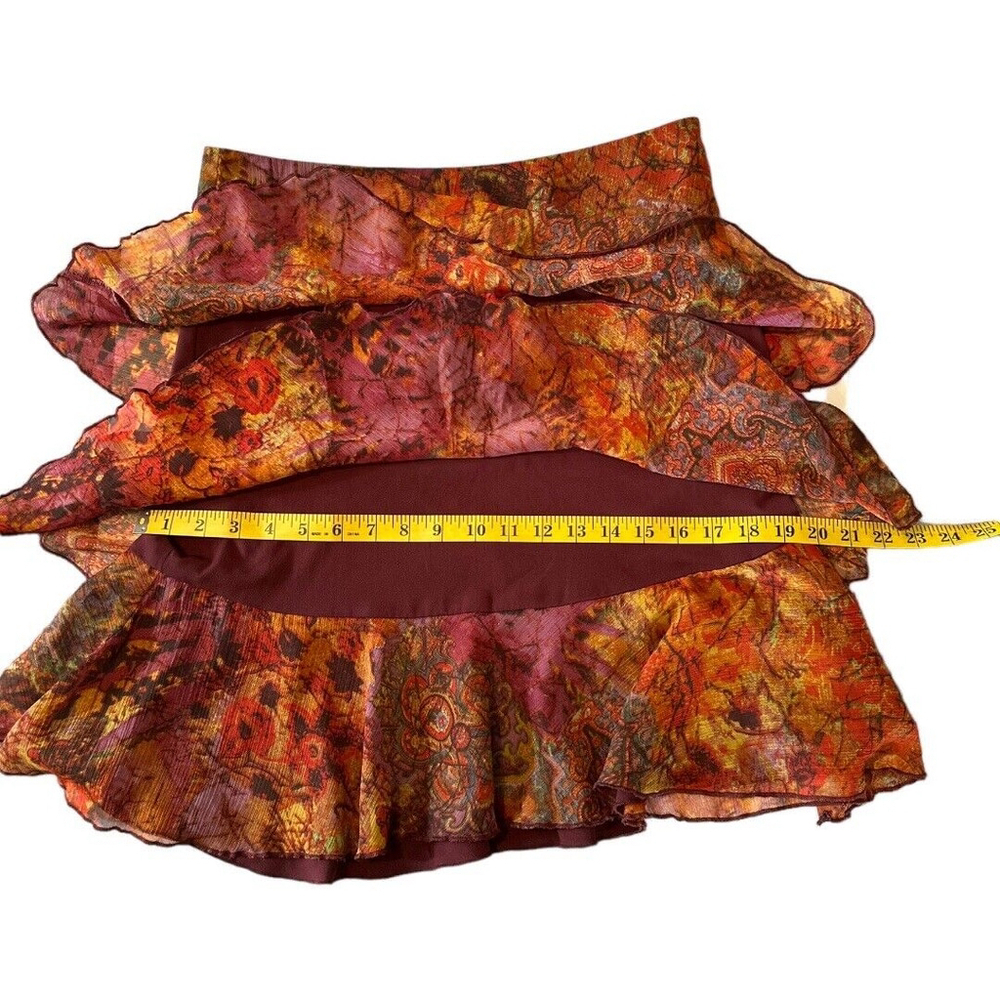 Sahalie 3 Tiers Layered Lined Ruffle Skirt Womens 4 Multicolor Zipper Fall Color - Picture 4 of 11
